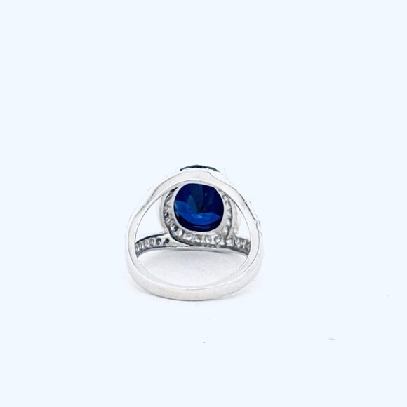 Estate SETA Sterling Silver Rhodium Ring Sapphire Crystal Accents Size 6 925 - Picture 3 of 10